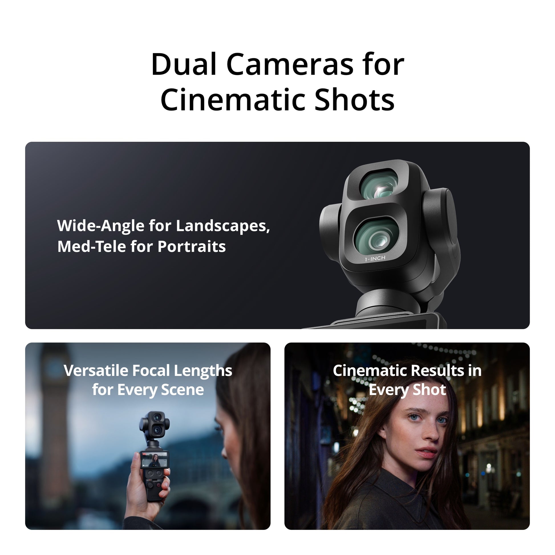 DJI Osmo Pocket 4P gimbal camera with Dual Cameras 4K/240fps Slow Motion  1-Inch CMOS  17-Stop Dynamic Range