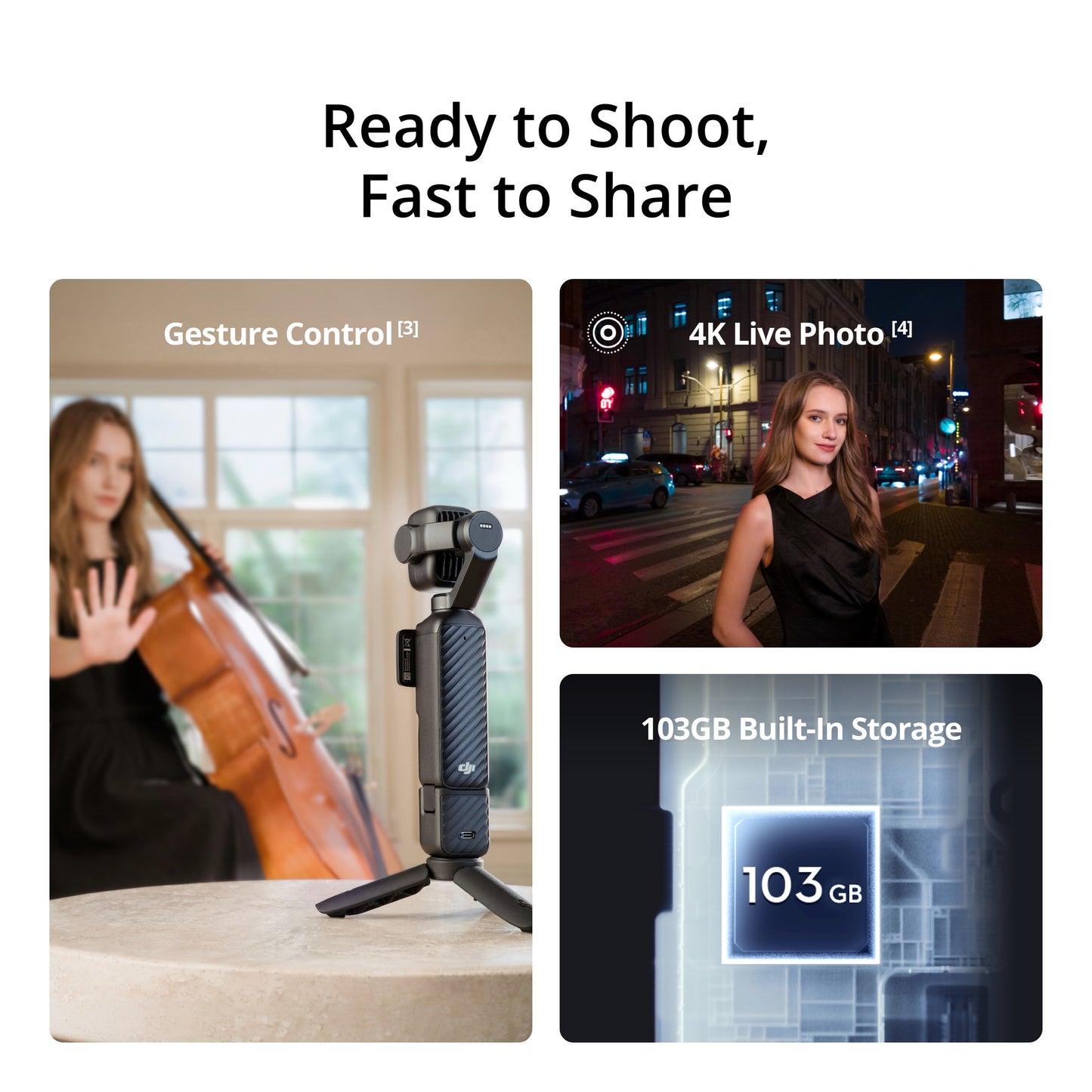 DJI Osmo Pocket 4P gimbal camera with Dual Cameras 4K/240fps Slow Motion  1-Inch CMOS  17-Stop Dynamic Range