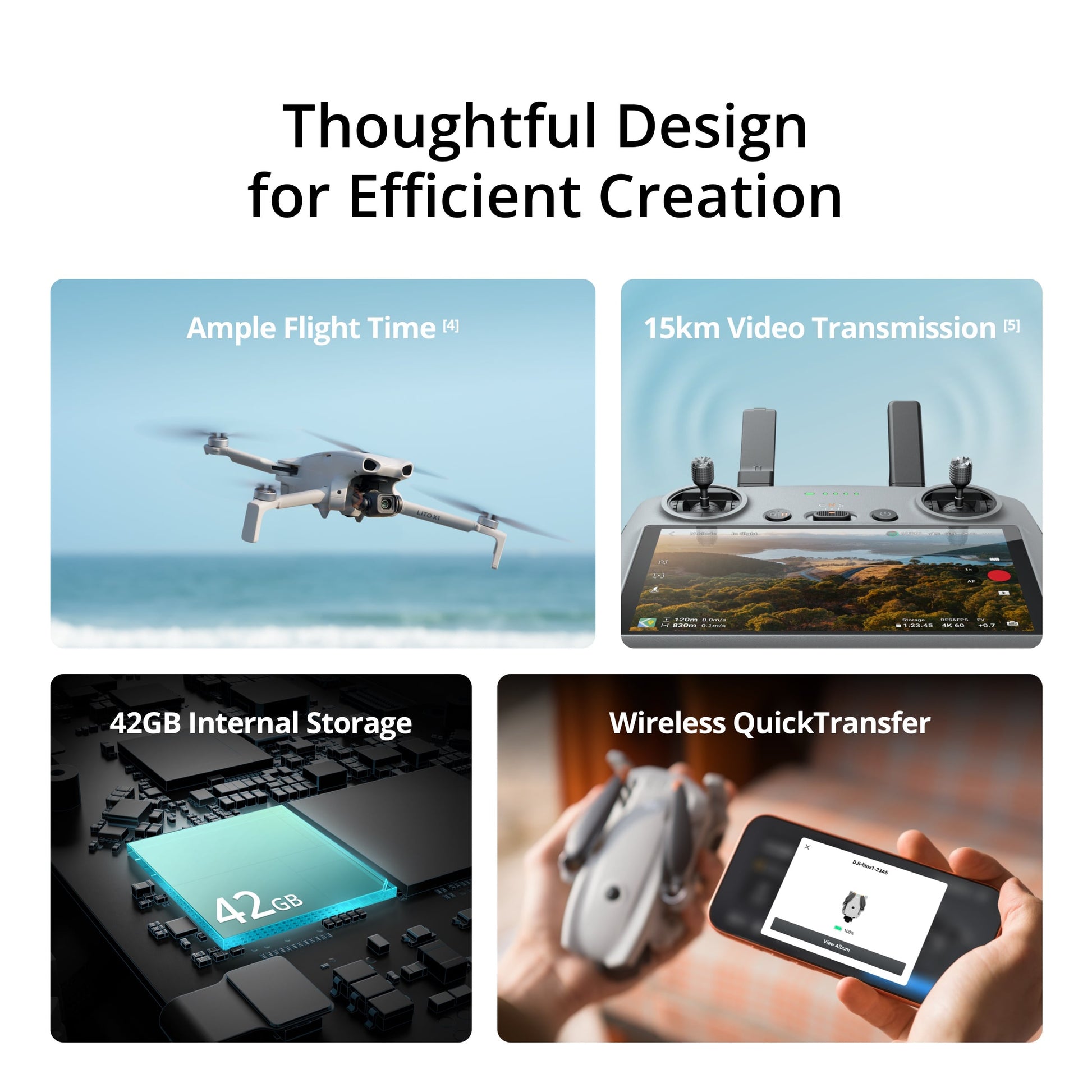DJI Lito X1 drone Under 249g with 1/1.3-Inch Sensor Breathtaking Pro-Level Imaging 15km Video Transmission